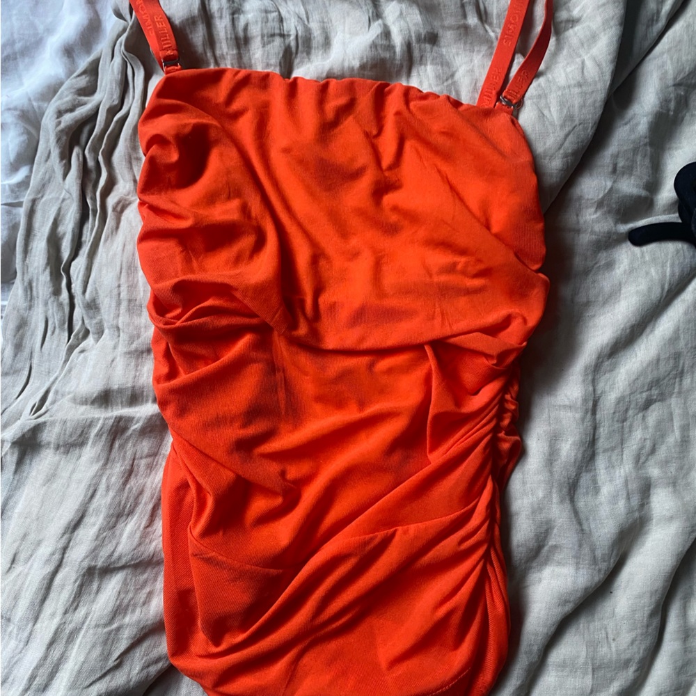 Orange spaghetti strap